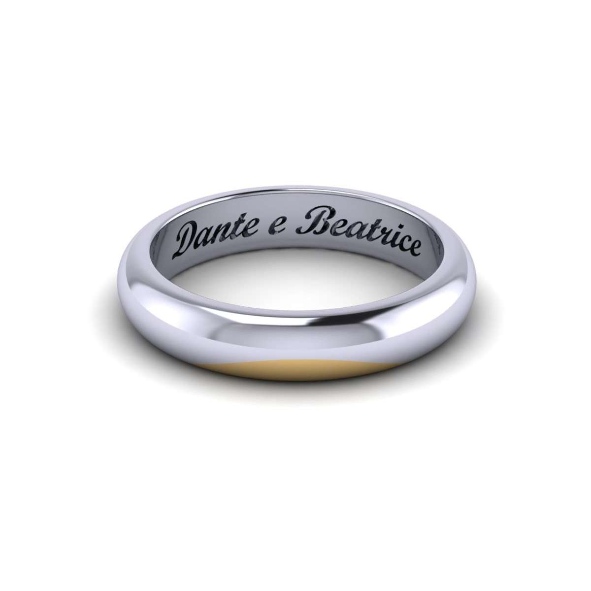 Two tone white gold wedding ring Dante and Beatrice yellow